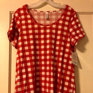 Lularoe Red Gingham Classic T NWT